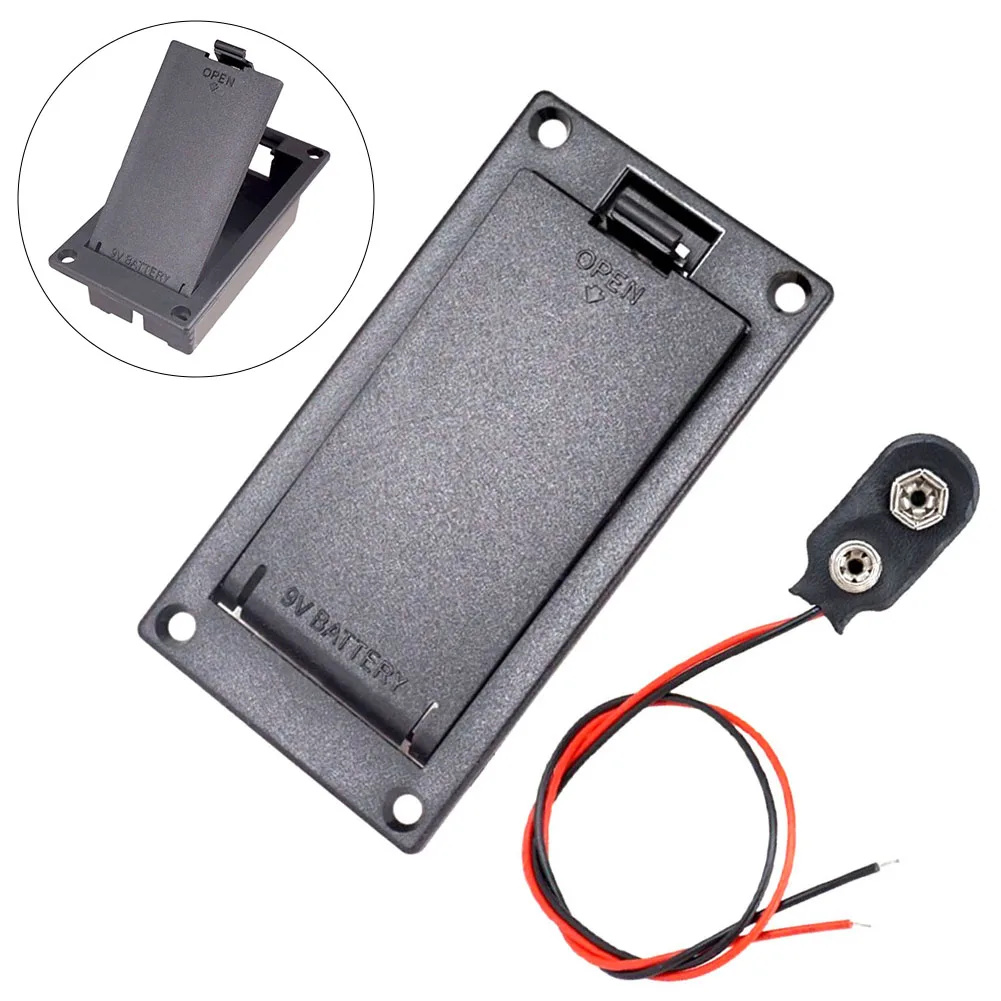 1pc 9V Active Pickup Battery Box Set Plastics Horizontal Battery Holder Box With Connector For Electric Guitar Bass Accessories