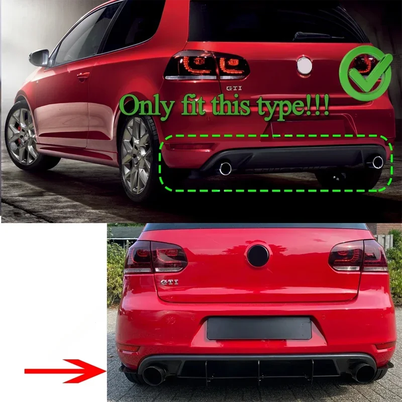 For VW Golf 6 MK6 GTI 2009-2013 Hatchback Car Rear bumper Spoiler lip splitter Blade Wind Blade Auto Protective body kit Tuning