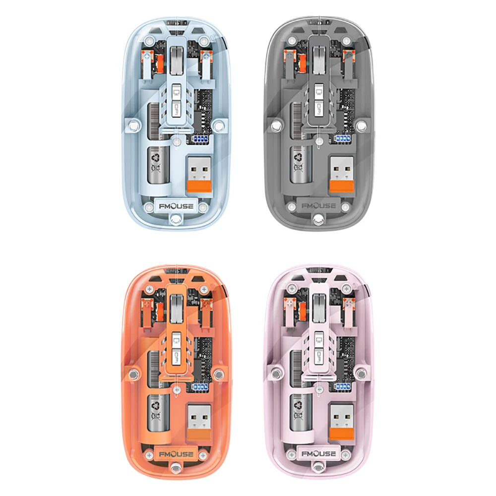 2024 New Transparent Three Modes Silent Mini Small Desktop Laptop Universal Mouse Ultra-Thin Wireless Bluetooth Mouse