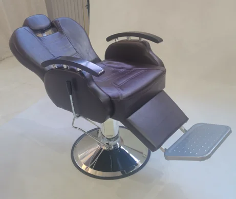 Leather Base Footrest Hydraulic Pump 360 Degree Swivel Traditional Design Lifting Lining Vintage Scraping Hair Care Barber Chair