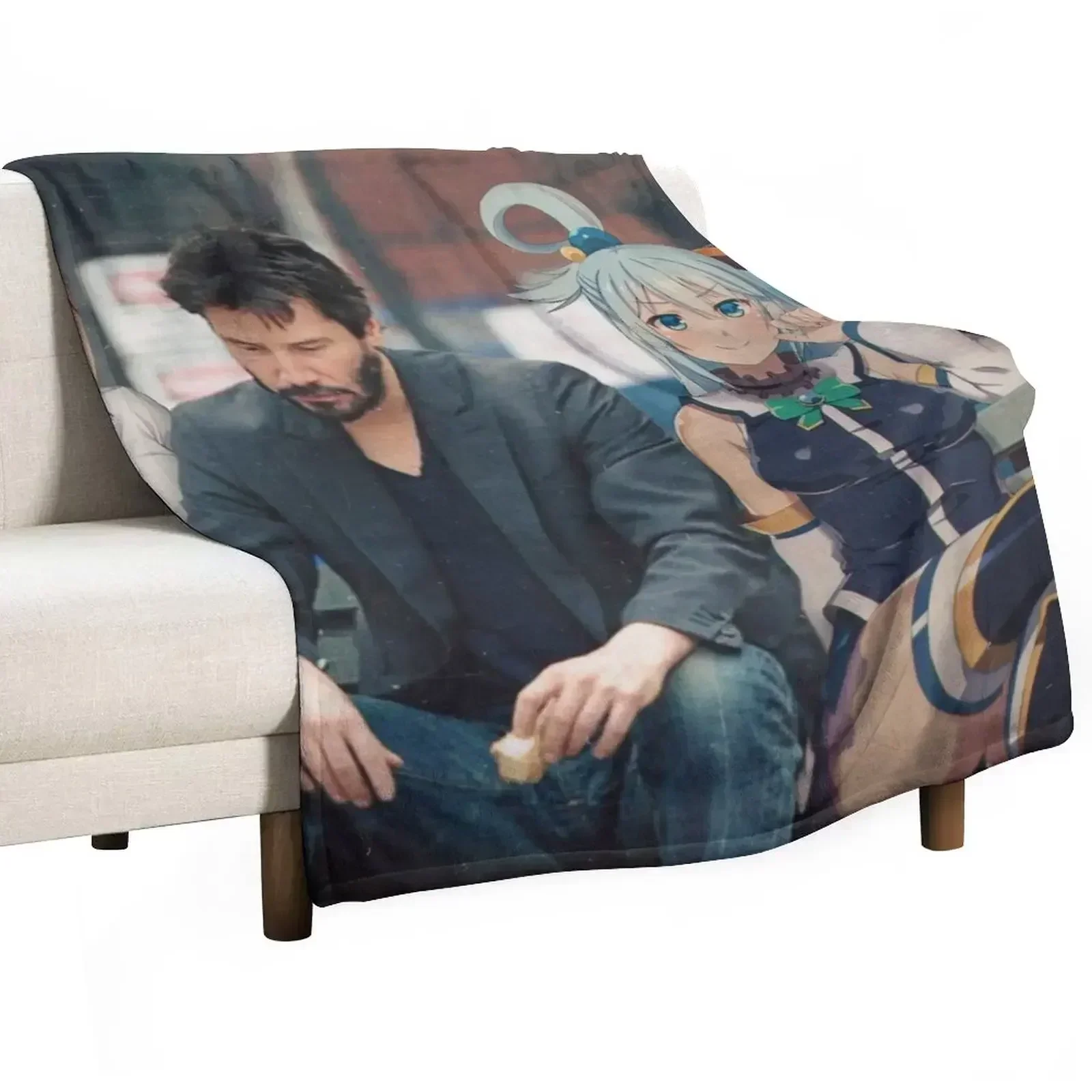 Keanu's blessing on this wonderful park! Throw Blanket Kid'S Decoratives Vintage anime Loose Thins Blankets