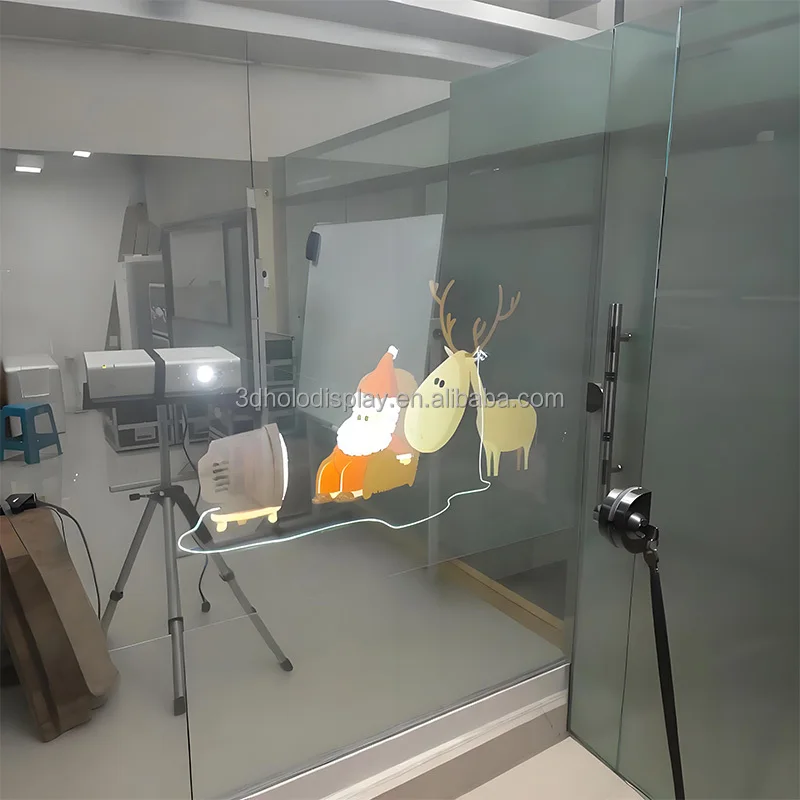Hologram Advertising Projection Screen Self-Adhesive Transparent Pet Crystal for Glass Window New Product Displays