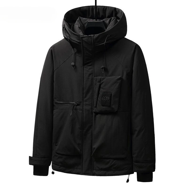 

2023 Men's Winter New Loose Solid Color Casual Overcoats Male White Duck Down Jackets Men Solid Color Hooded Warm Coats H510