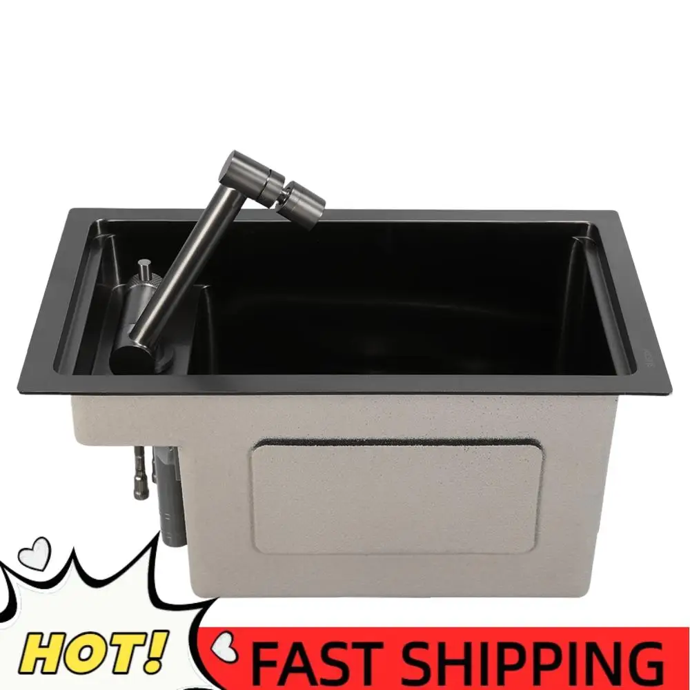 

16.9 X 9.8 X 8.7 Inch Bar Sink Undermount Single Bowl Kitchen Sink with Faucet 304 Stainless Steel for Outdoor Camper Prep Use