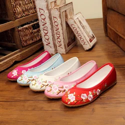 Comemore Female Summer 2023 Flat-heeled Shoe National Dance Flats Comfortable Women's Loafers 34 Women Chinese Embroidered Shoes