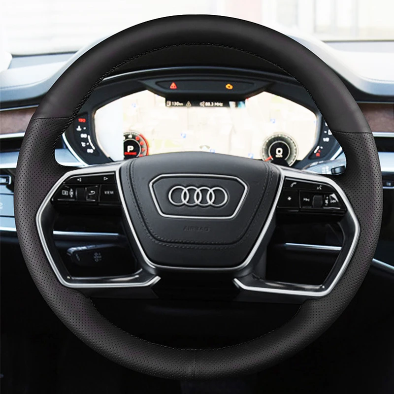 Car Steering Wheel Cover For Audi A8 S8 A7 A6 A8L Etron 2021-2022 Customized Car Accessories DIY Original Steering Wheel Braid