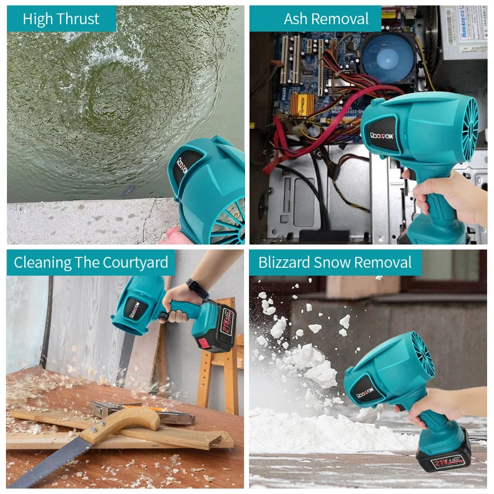 21V Cordless Electric Blower Handheld Blower for Dust Removal Electric Turbo Jet Fan 750W without Battery Household Tools
