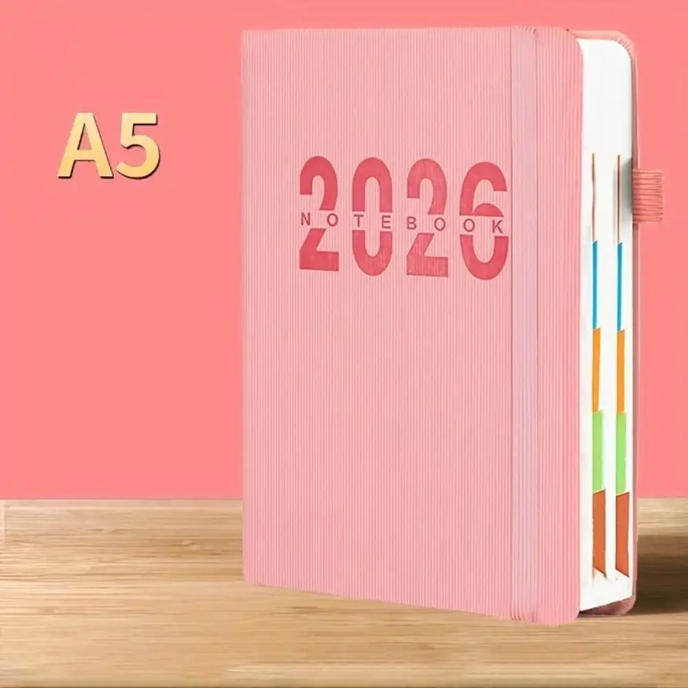 English 2026 Schedule Planner Notepad Wear-resistant Bookmark 365 Days Efficiency Notebook Portable 12 Months