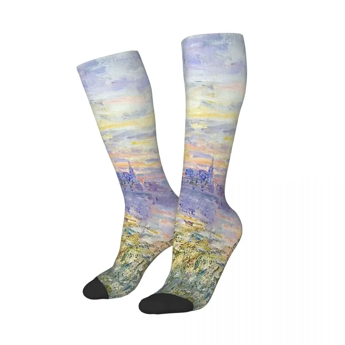 Claude Monet Soleil Couchant Sur La Seine A Lavacourt Socks Harajuku Stockings All Season Long Socks for Man's Woman's Gifts