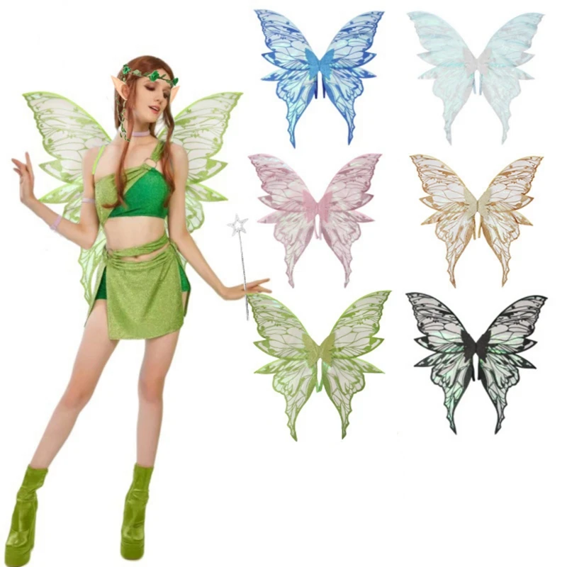 4pcs/set Adults Fairy Wings Girls Sparkling Angel Wings Butterfly Costume Wings for Halloween Costume Dress up Party Favor Chris