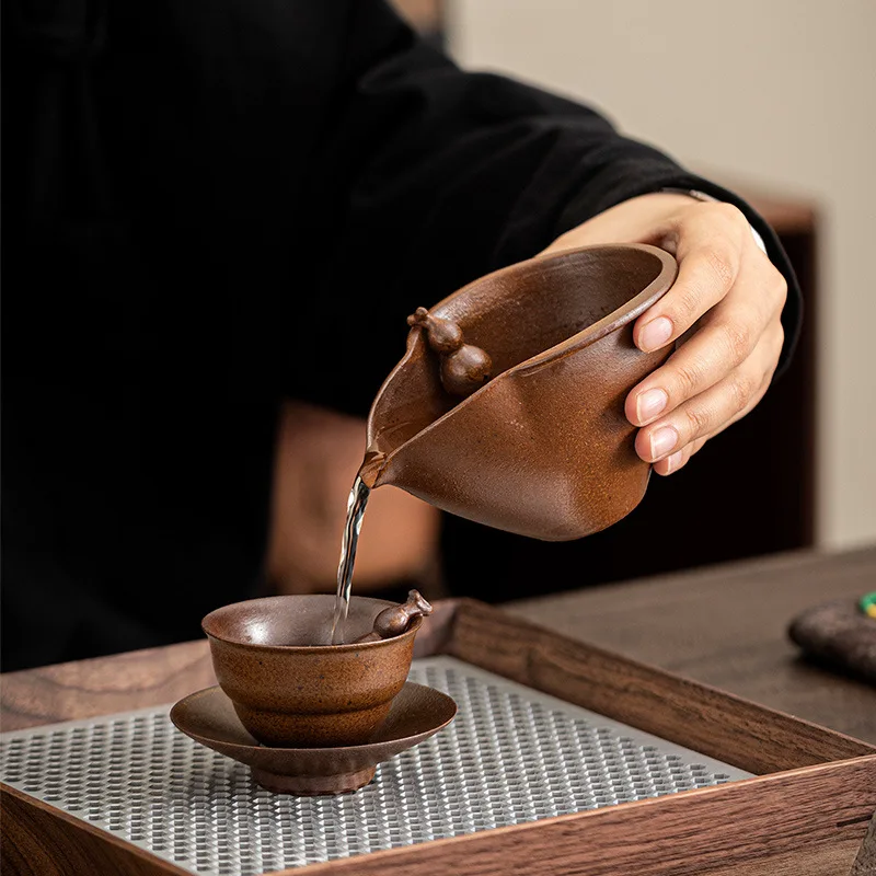 Sauce Glaze Gourd Pitcher Gong Dao Bei  Porcelain Tea Seafood Ware Retro Fair Mug Kung Fu Set Uniform Teacup Accessories