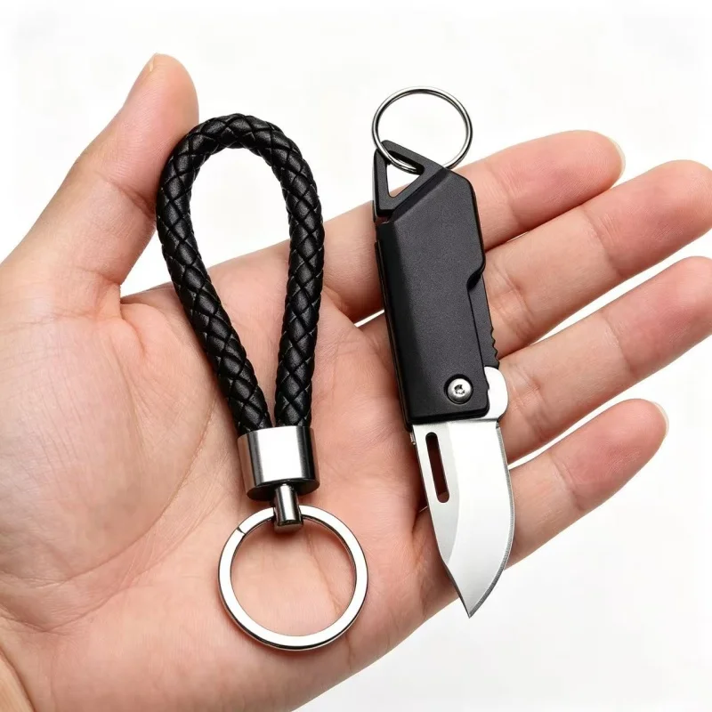 Klappmesser mit schwarzem geflochtenem Schlüsselanhänger-Set, scharfer tragbarer Taschenmesser, Mini-Messer für Camping & Paketöffnung, ideales Geschenk – Detail 7
