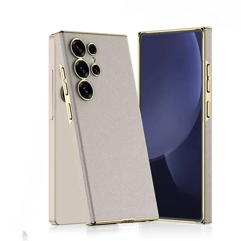 

Чехол для телефона Galaxy S25 Ultra для Samsung Galaxy S25 S24, ультра гальванический кожаный пластиковый жесткий защитный чехол