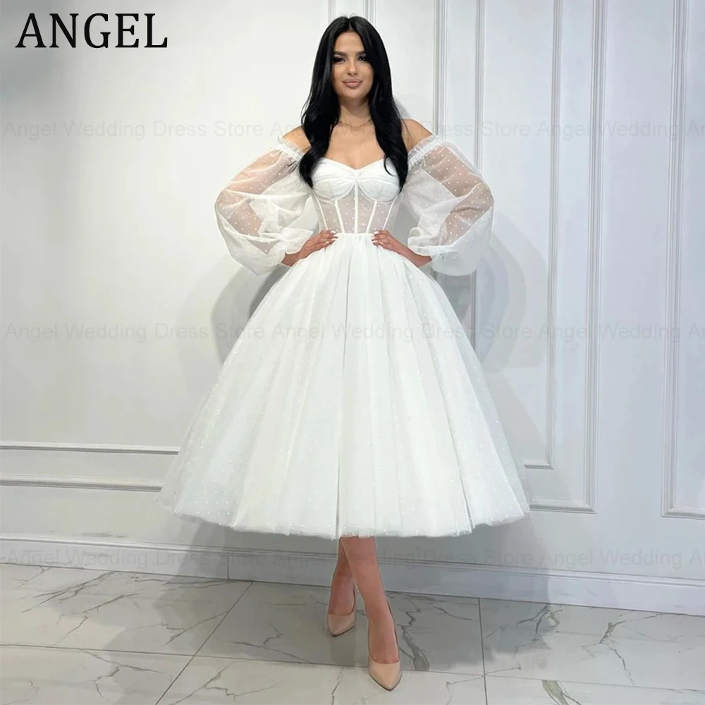 ANGEL Sweetheart Princess Wedding Dresses Elegant Short A-Line Bridal Gowns Sexy Lace Up Backless Tulle Vestidos De Novia