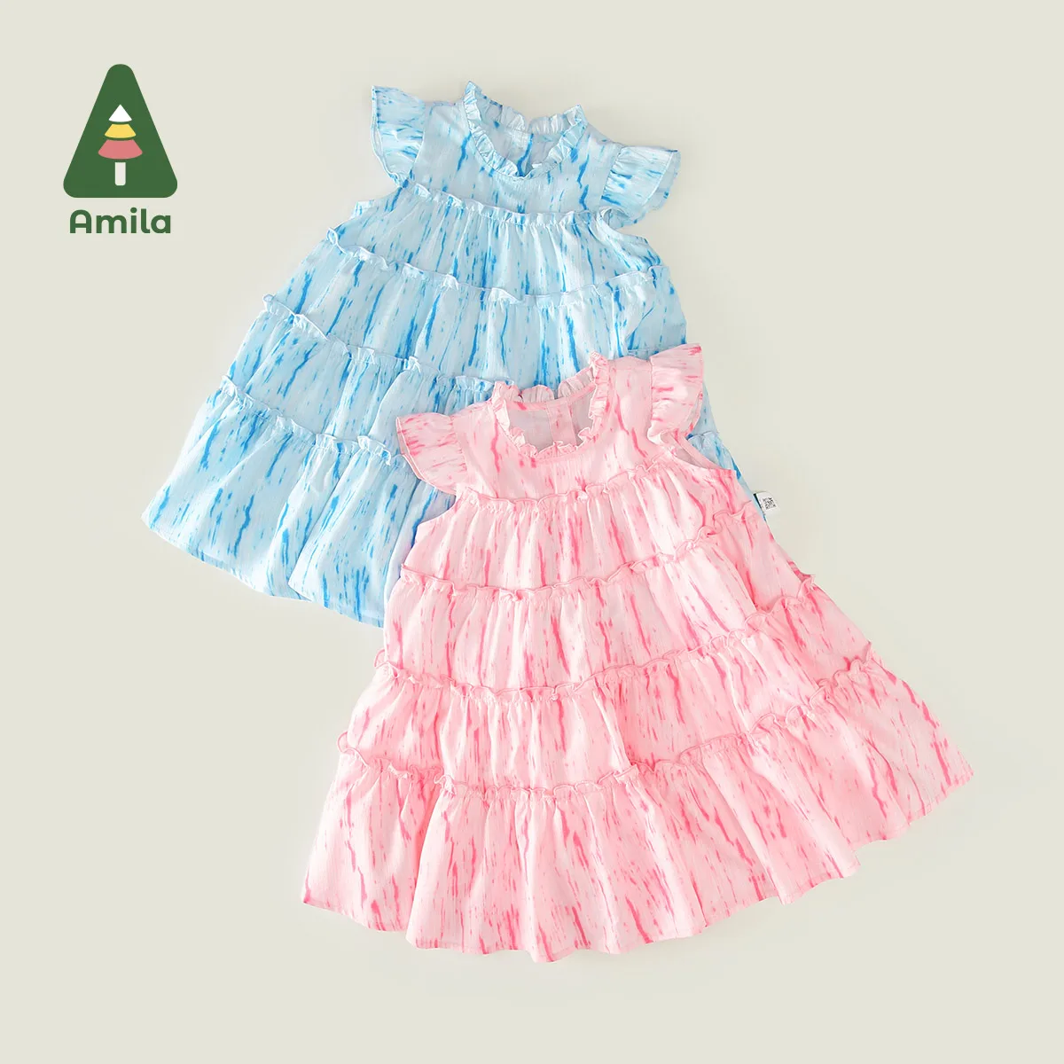 Amila 2024 Summer New Girls Family Dress  Sweet Comfortable and Breathable Mother &Daughter Floral Princess Dress