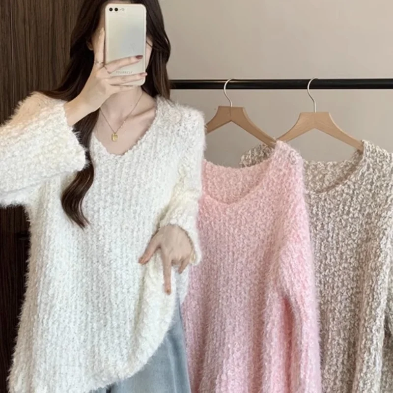 

Sweet Lazy Sle женский вязаный свитер V-Ne осень-зима весна базовый слой мягкий пушистый модный топ Bot irt