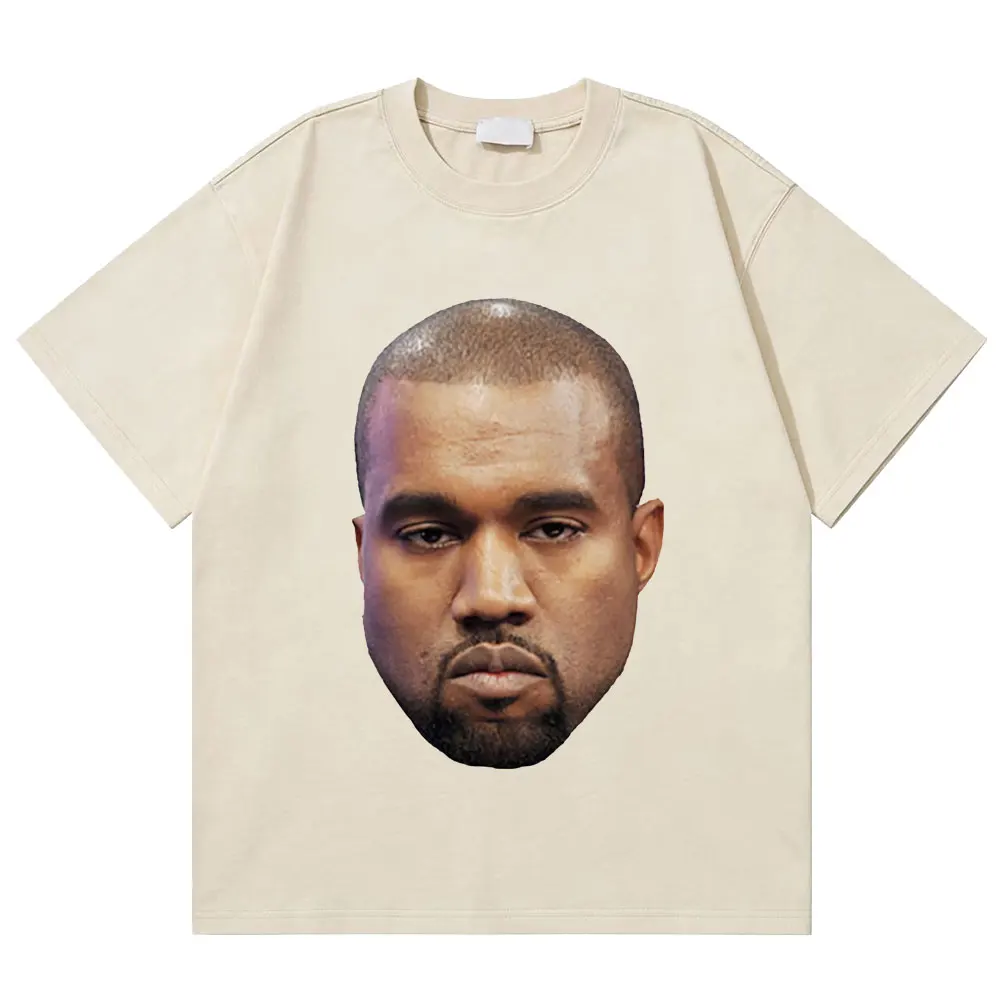 

Washed Vintage Rapper Kanye West Expressionless Face Funny Meme T Shirt Men Hip Hop Oversized T-shirt Male Fashion Casual Tshirt