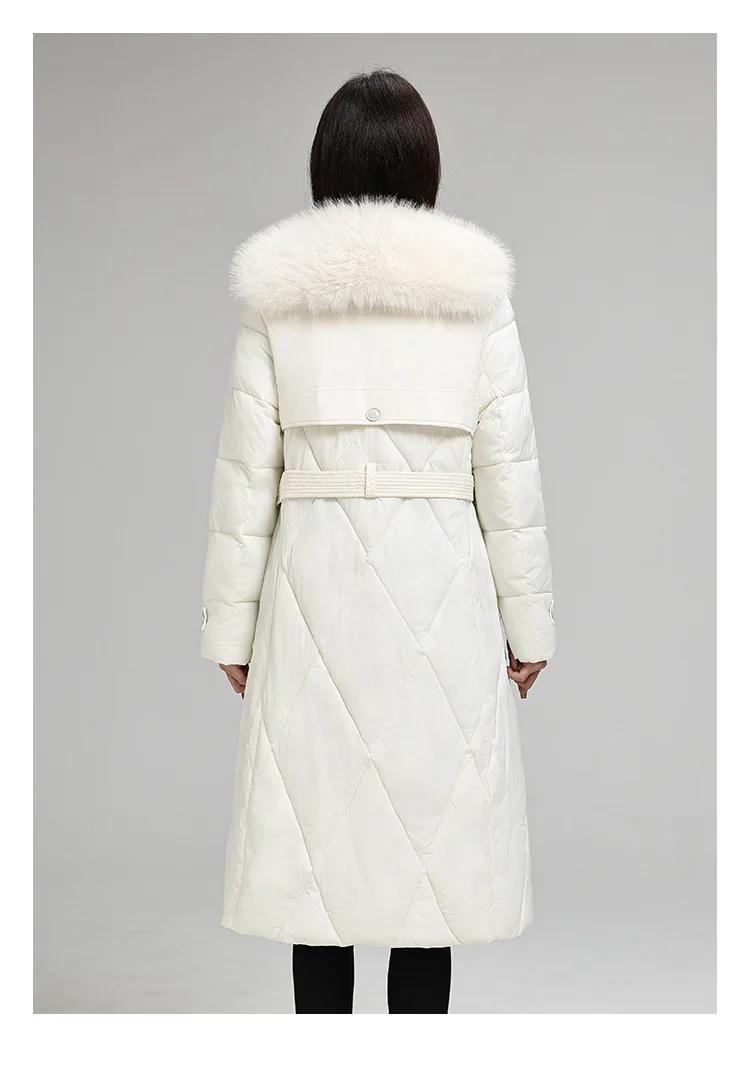 Winter Big Fur Collar Cotton Padded Long Snow Parkas Women's Down Jacket Coat Loose Cotton Padded Fur Collar Ladies Outerwear