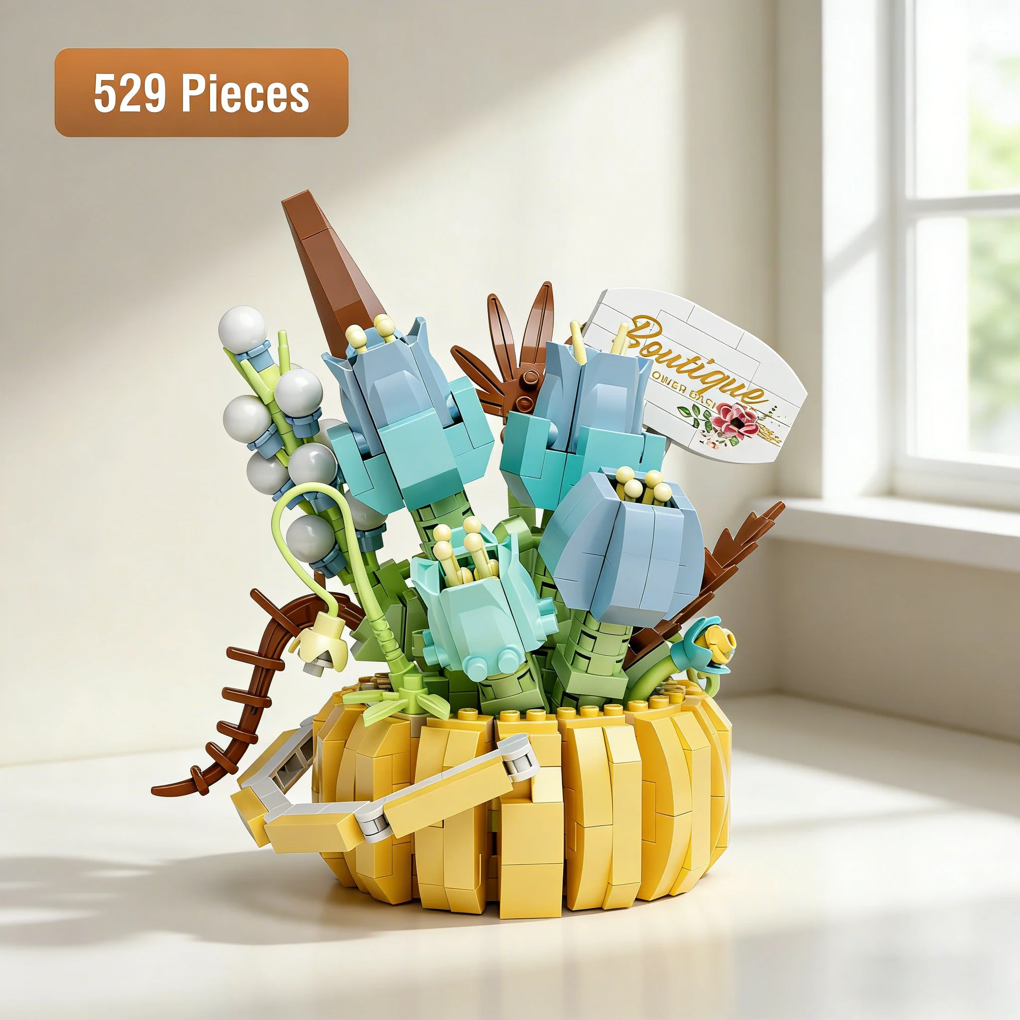 Eternal Bouquet Rose Building Blocks Flower Building 3D Set DIY Eternal Bouquet Display  Brick Toy for Home Office Decor - view 6