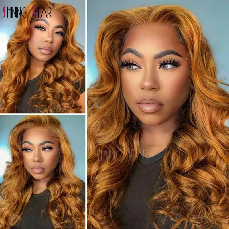 Colored Ginger Blonde #30 Lace Front Wigs Human Hair Body Wave 13X6 13X4 Hd Lace Frontal Wig Curly Wave Brazilian Lace Front Wig