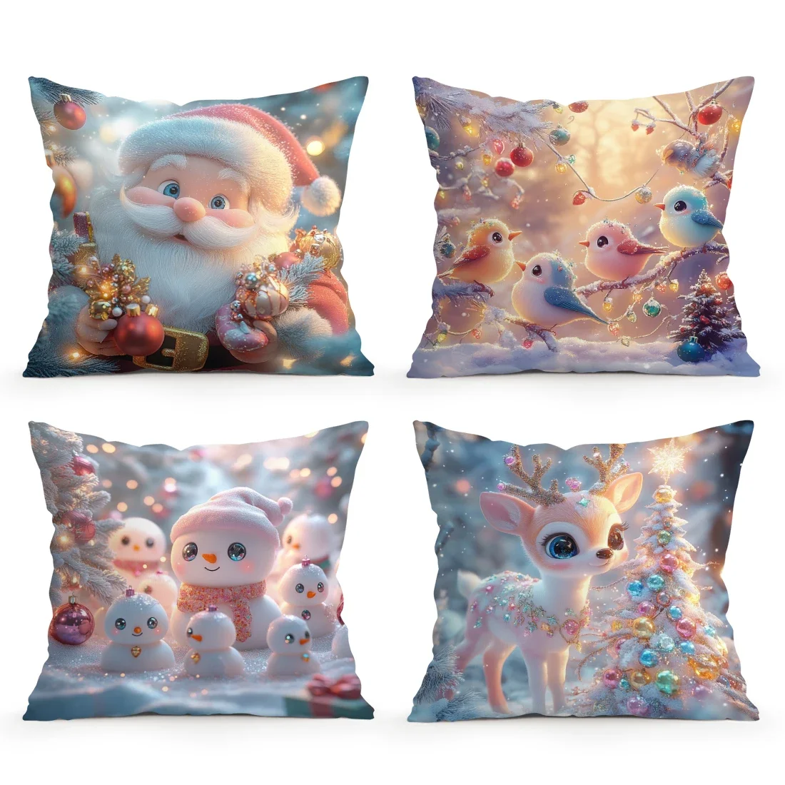 Christmas Dreams Kissenbezug, 100 % Polyester, 45 x 45 cm, Dekokissenbezug, Sofa, Stuhl, Bett, Kissenbezug, Kissenbezug, Heimdekoration