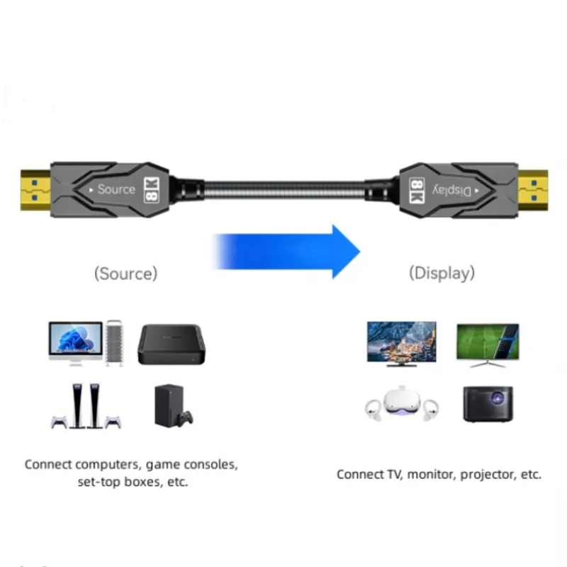 DTECH Hdmi to Hdmi High Speed 48Gbps Kabel 2m Armored HDMI Fiber Active Optical Cable 8K