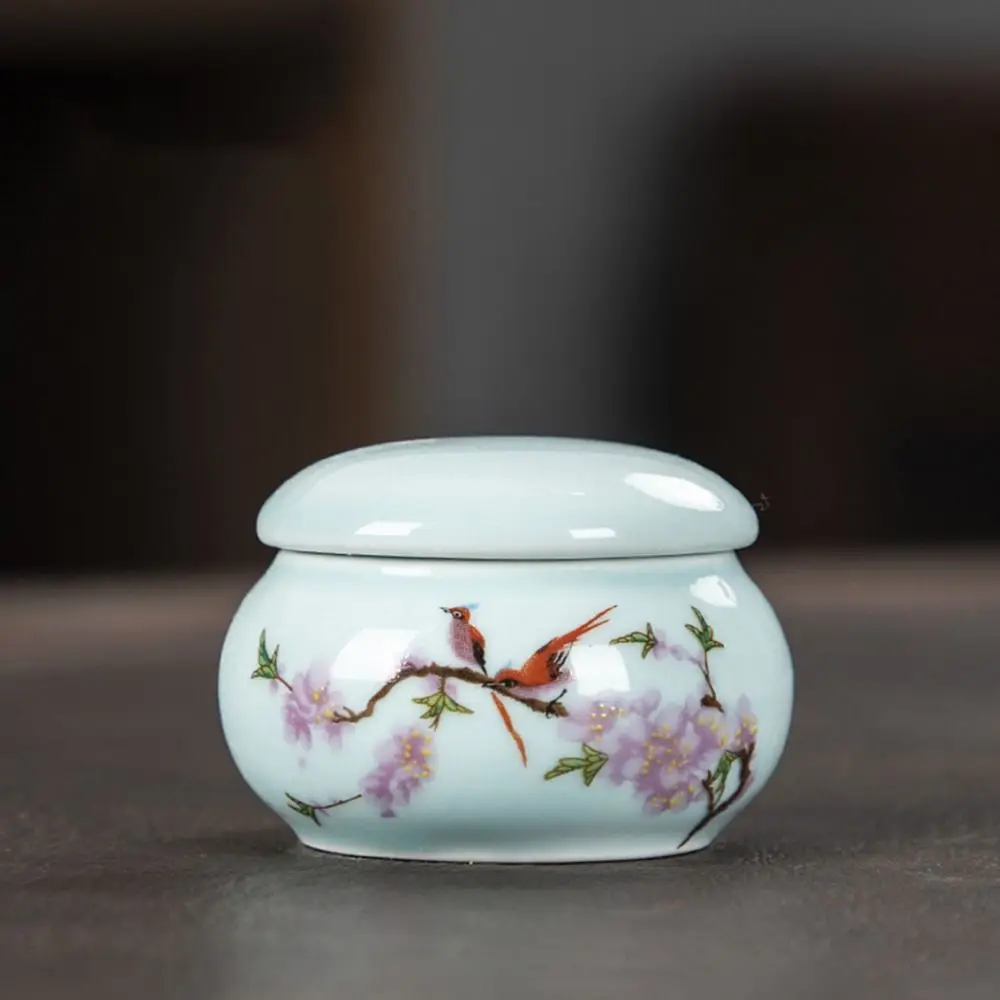 1Pc Vintage Glaze Ceramic Jars with Lid Portable Liquid Powder Ceramic Cup Moisture-proof Cosmetics Storage Container