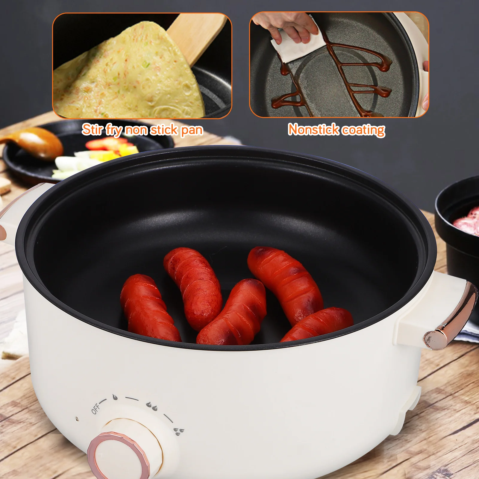 

Multifunctional Electric Cooking Pot Hotpot Nonstick Soup Ramen Cooker Portable Student Kitchen Appliance Fast Heating Steam Pot