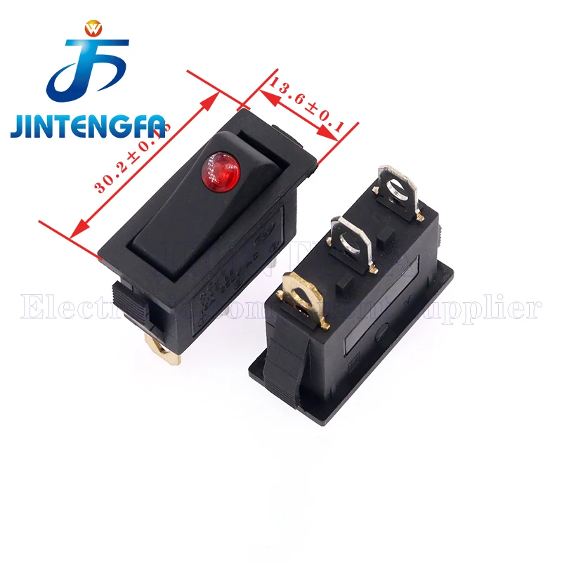 5PCS KCD3 Rocker Switch ON-OFF 3Pin Latching 16A 250VAC With Dot LED For Motor Car Auto Switch Red Blue Green Yellow Light Black
