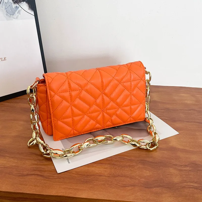 Diamond Lattice PU Leather Shoulder Bags For Women Luxury Thick Chain Hand bag Female Fashion Purses and Handbags 2026 Trended