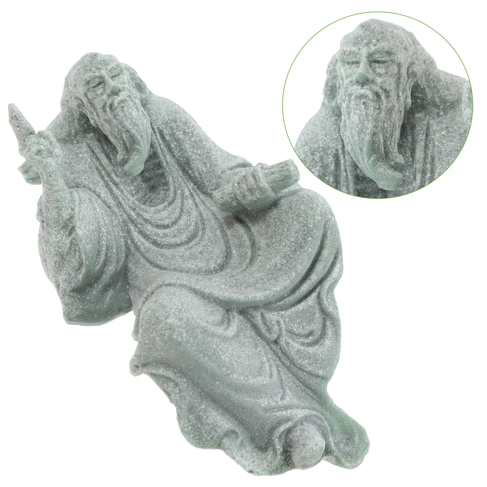 

1pc Green Sandstone Zen Garden Decoration Character Ornament Sculpture Desktop Vintage Statue Figurine For Rockery Table Flower