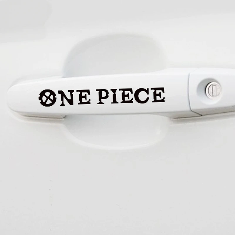 Car Stickers One Piece Luffy Anime Reflective Decals For Door Handle Doorknob Auto Tuning 4PCS/Set