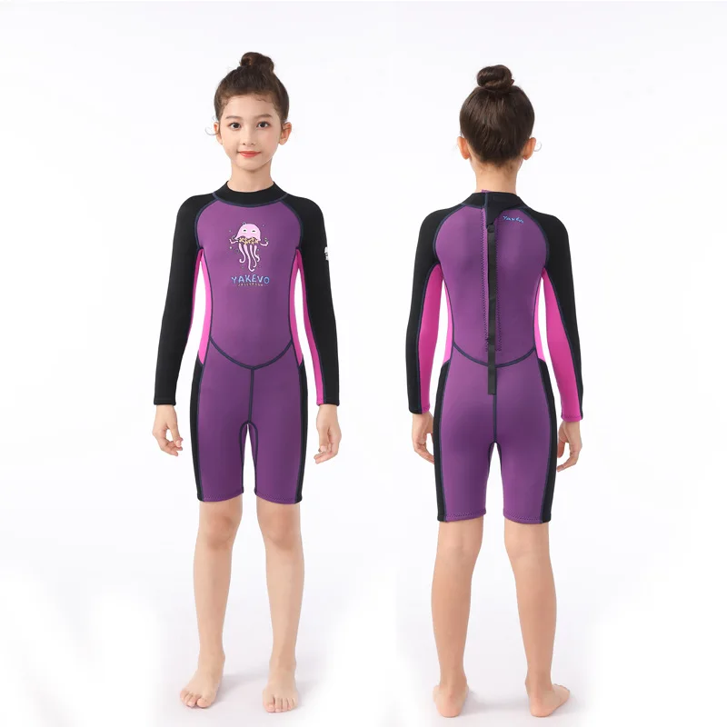 Roupa de mergulho para crianças meninos meninas 2.5mm neoprene maiô térmico fullsuit ternos molhados manga longa para criança criança júnior juventude nadar