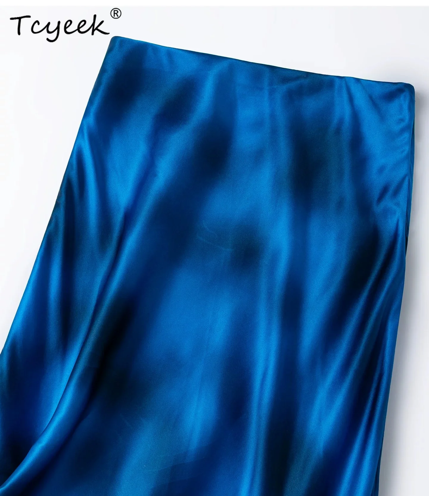 Tcyeek 100% Real Silk Party Skirts Elegant Skirt Woman Summer Clothes Bodycon Skirt Women Slim Fit Oblique Cutting Jupe Femme