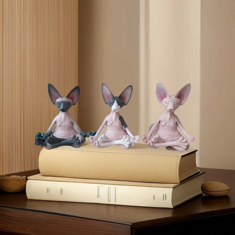 Hairless Cat Meditation Resin Ornament Creative Table Decoration Crafts Buddhist Meditation Home Creative Accessories Wholesale