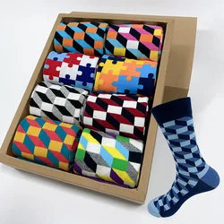 Chaussettes en coton de dessin animé de Noël pour hommes et femmes, ensemble classique, affaires, amoureux, drôle, géométrique, heureux, haute qualité, lot de 5/10 paires