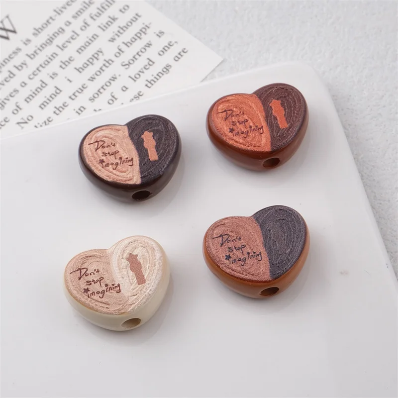 

Новое поступление, 50 шт./лот, цветной узор, принт, мультяшные сердечки, акриловые бусины с прямыми отверстиями, ювелирные изделия своими руками, аксессуары для одежды