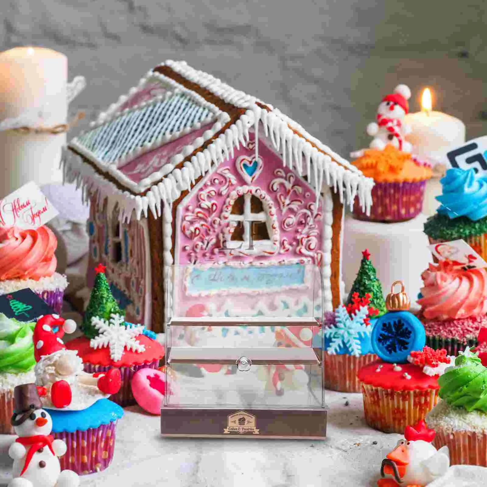 Miniature Cake Cabinet Dollhouses Ornament Store Simulation Abs Sliding Door Child Kitchen Decor