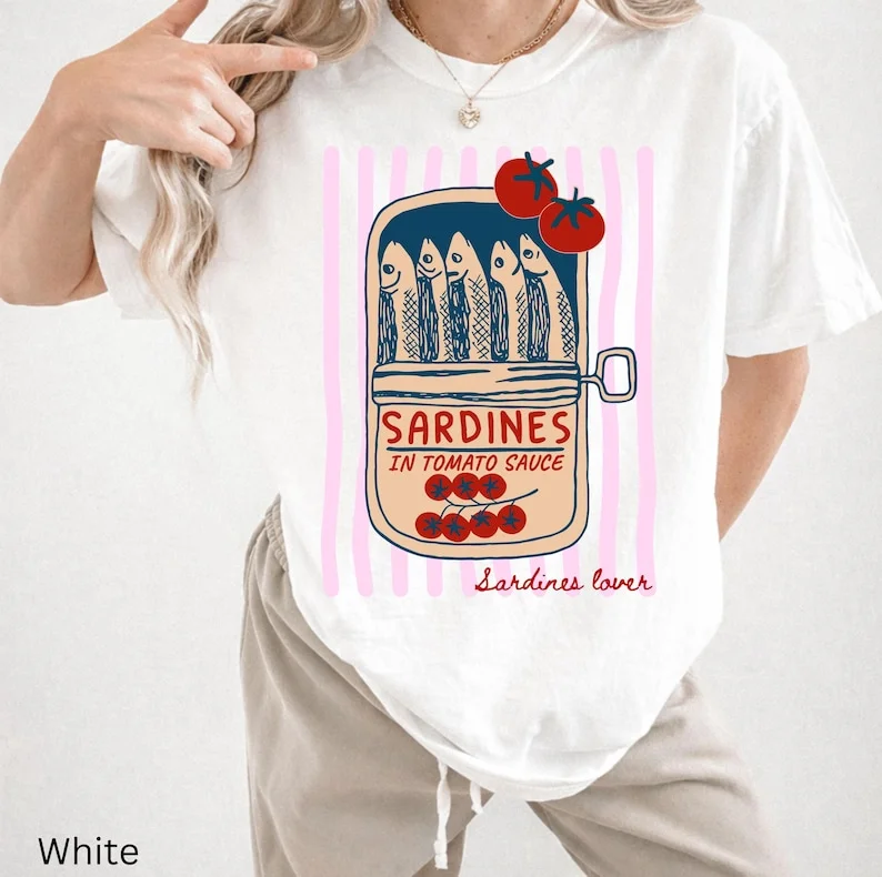 Sardine Season T-Shirt Fish Tee Nautical Beach Tee Summer Shirt Mediterranean Food Shirt Fish Tee Seafood Vintage Nautical Tee