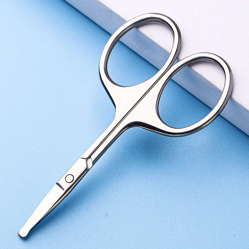 

Round Head Nose Hair Small Scissors Trimmer Stainless Steel Manual Does Not Hurt The Nasal Cavity, Can Be Washed, Beauty