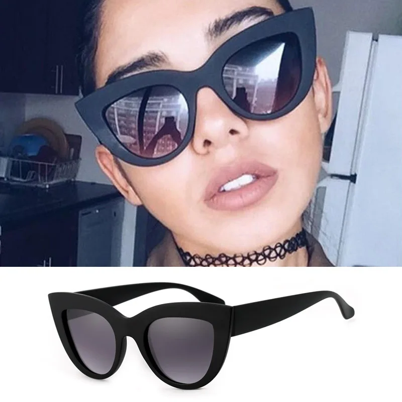 Men‘s Driving Sunglasses Fashion Brand Designer Cat Eye Women Glasses Female Gradient Points Sun Glasses Big Oculos Feminino De