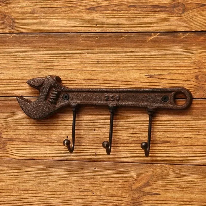 Creative Metallic Hammer Shape Door Hooks Industrial Style Wrench Coat Hooks Luxury Multifunctional Art Decorative Hooks