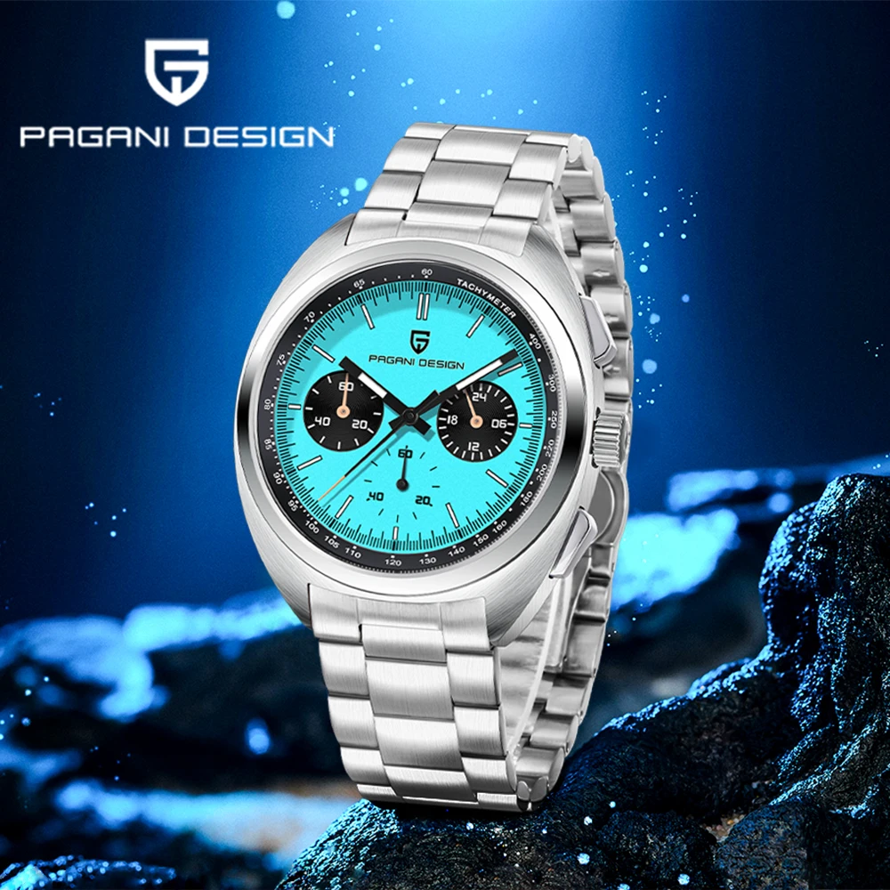 Pagani Design2026Fashion Men's Quartz Watch Top Brand Luxury Sapphire VK63 Men's Chronograph All-Steel Diving Relógios Masculino