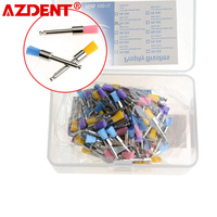 AZDENT 100 Pcs/Box Dental RA Nylon Bowl Polisher Prophy Brushes Colorful Latch Type Polishing Rubber Flat Type Dentist Tools