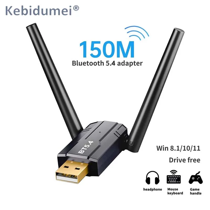 150m USB Bluetooth 5.4 Adapter 5.3 Dongle for PC Wireless Mouse Keyboard Music Audio Receiver Transmitter For Win8.1/10/11