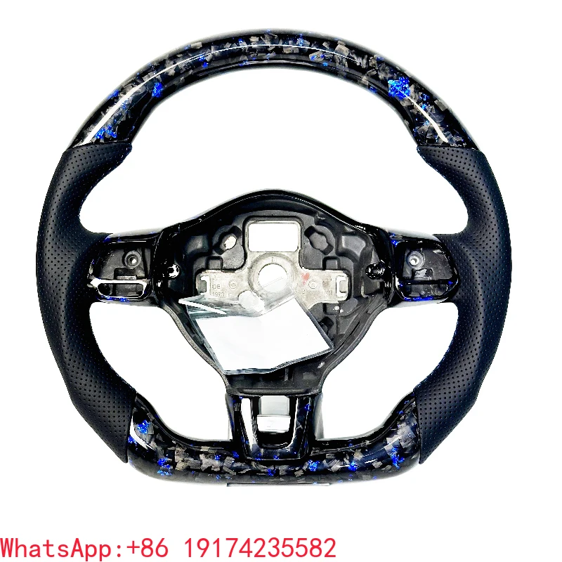 

ForForged Blue Carbon Fiber Steering Wheel for Golf 7 GTI R MK7 7.5 for MK4 MK5 MK6 Old Upgrade New Sport Steering Wh