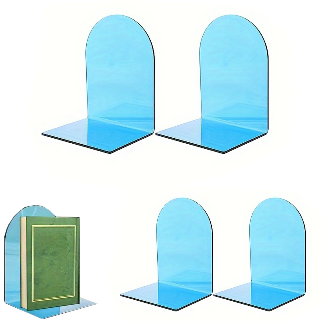 

4 book blocking bookshelves with transparent book blocking suitable for heavy-duty books. Acrylic book blocking is suitable for