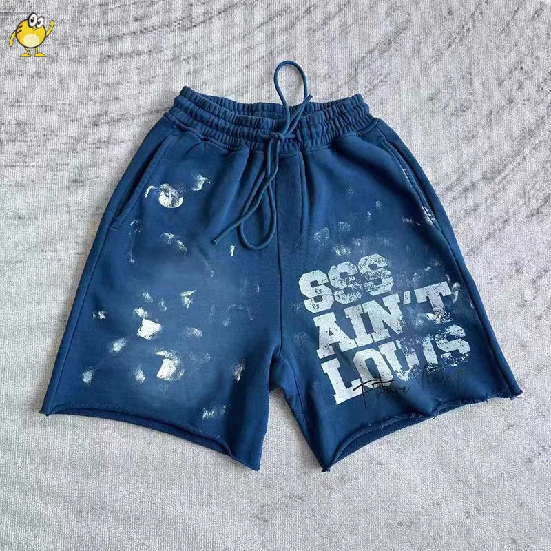 

Шорты SAINT LOUIS для мужчин и женщин, винтажные свободные Джоггеры в стиле High Street с принтом граффити, цвет голубой/черный, 1:1