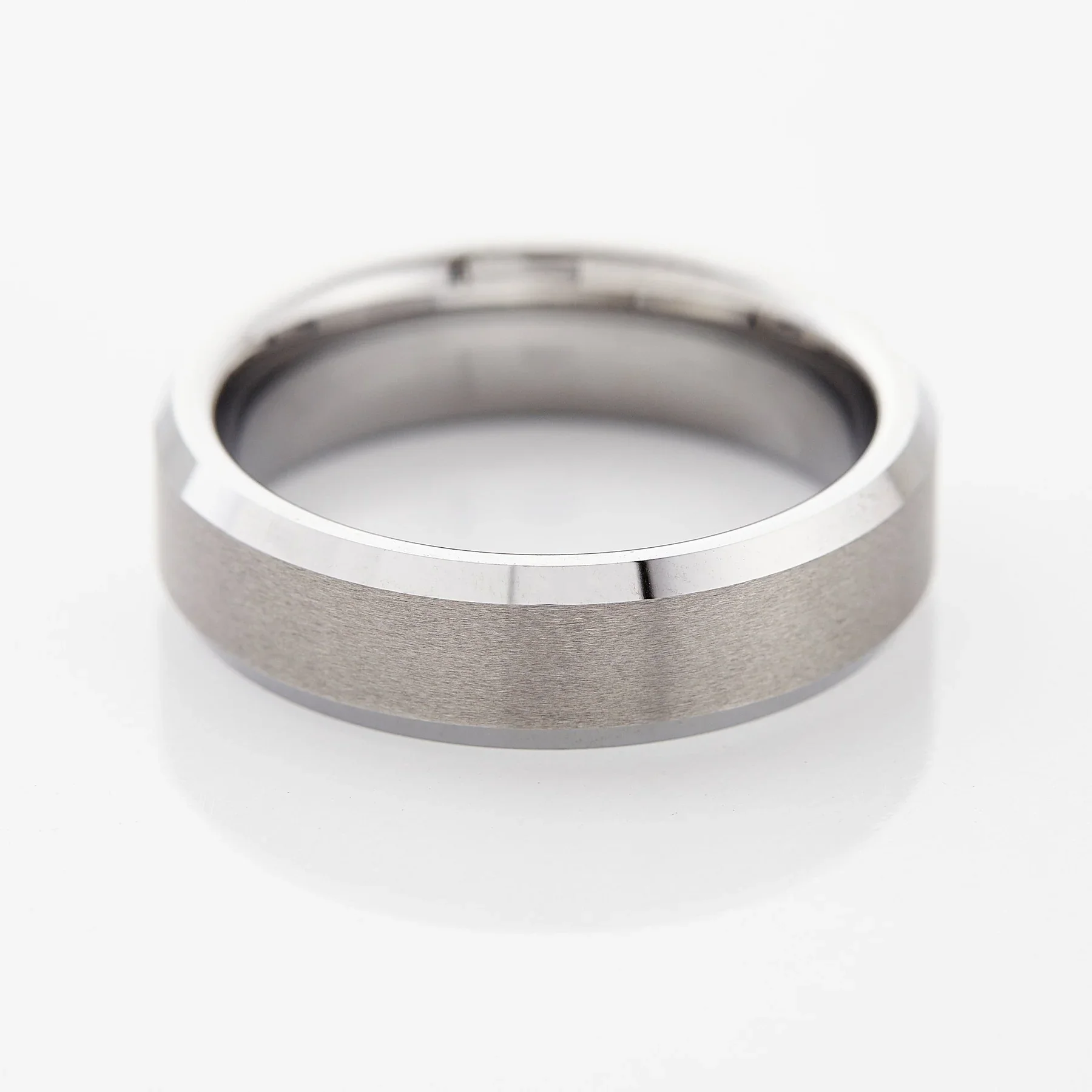 Classic Band | Tungsten Stainless Steel Closed Custom Size Beveled Edge Ring Simple Men's Daily Accessory Father's Day Gift