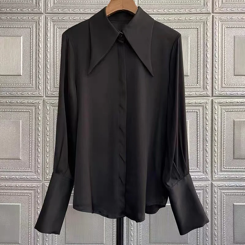 Shirt Black Blouse with Long Sleeve Blouse Fashion Women Tops Camisas Autumn Spring